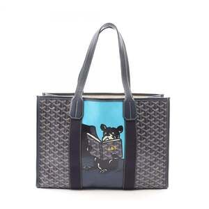 Goyard Villette MM Tote Bag/Handbag, Coated Canvas and Leather, Women's, Navy...